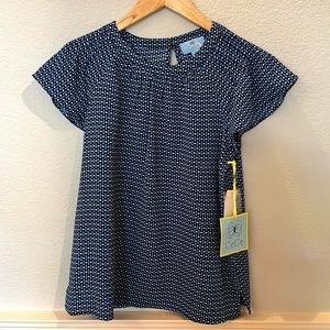 Patterned Blue CeCe Blouse